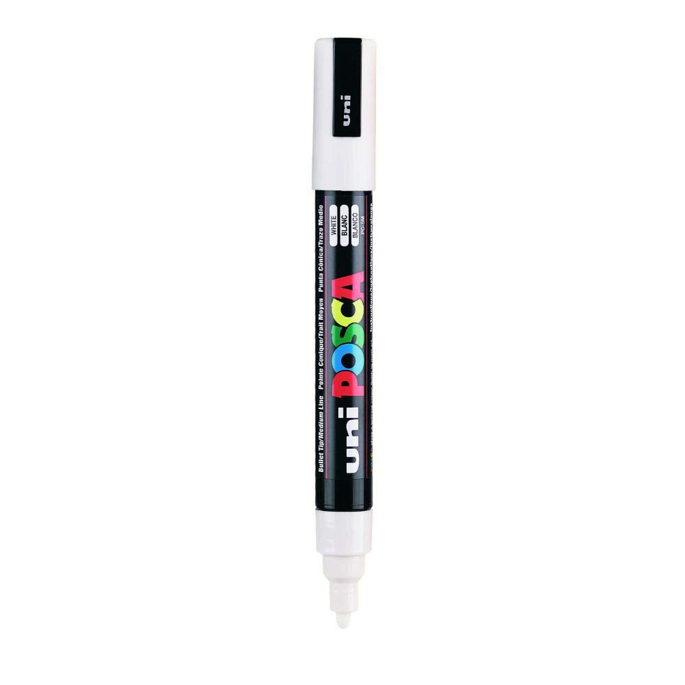 uni-ball Posca 5M 1.8 mm -2.5 mm Bullet Shaped Marker Pen, White Ink, Pack of 1
