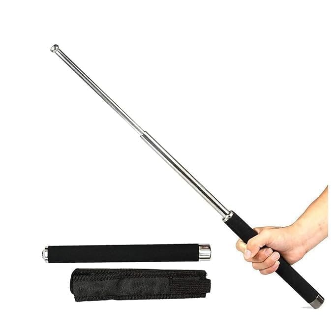Stainless Steel self Defence Stick Trekking Poles Foldable Pointer Compact Magical Extendable Wand with Comfortable Grip & Hiking Stick, Extendable Wand with Non-Slip Grip