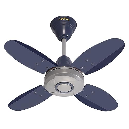 ACTIVA ORNET 600mm Ceiling Fan, 850 RPM High Speed Air Delivery with 4 Blades, Anti-Dust Coating, 2 Years Warranty - Silver Blue