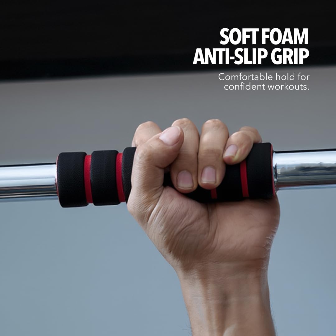 Boldfit Pull Up Bars For Home Workout -Chin Up Bar Gym Accessories for Men Door Way Adjustable Hanging Rod Without Screw, Anti-skid Grip, Strength Training Exercise Bar image 4
