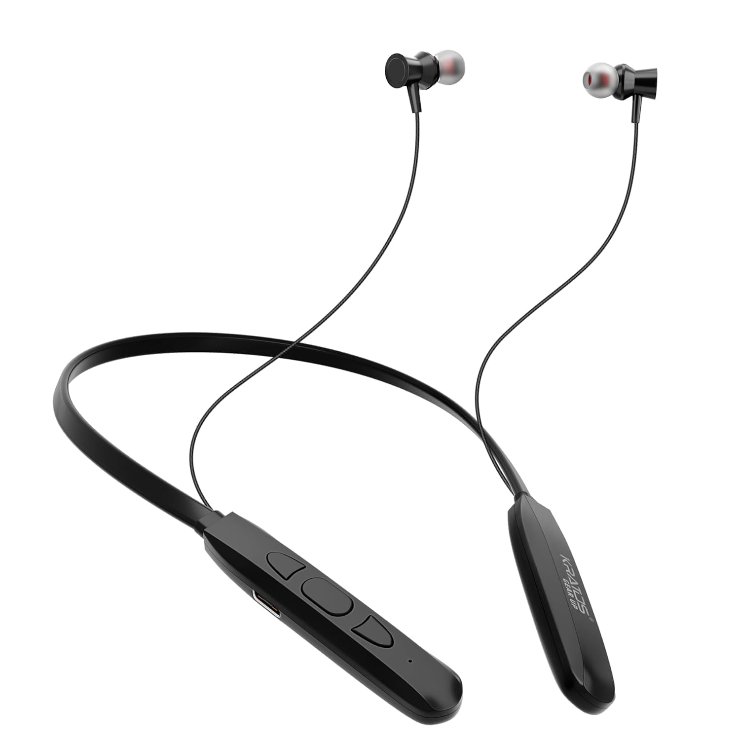 Kratos N1 Neckband Bluetooth Headphones with 30 Hours Playtime with 13mm Drivers, Rich Music Experience, Type C Fast Charging, Neckband Earphones with Voice Assistant & IPX4 Water Resistant