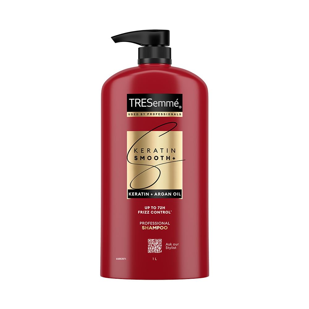 TRESemmé Keratin Smooth+ Shampoo 1000ml | 72H Frizz Control with Keratin Protein & Argan Oil | Paraben Free Smoothening Shampoo for Dry & Frizzy Hair