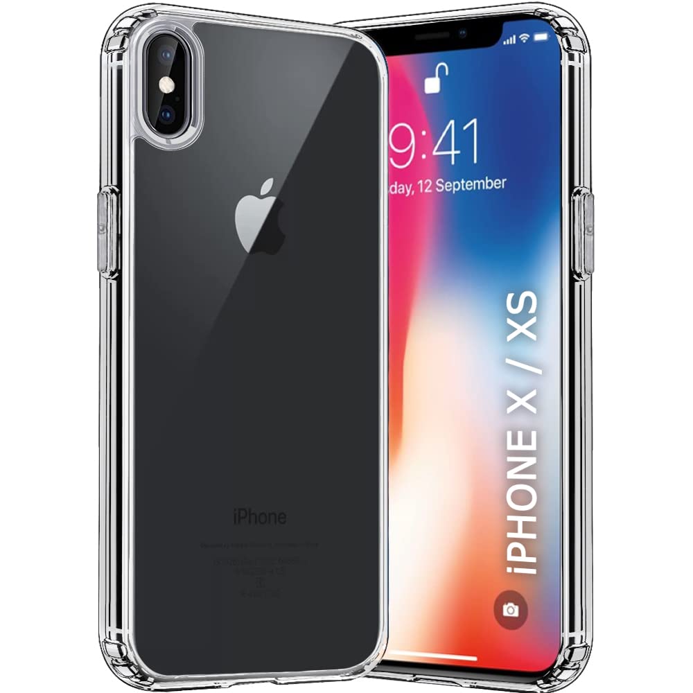 TheGiftKart Ultra-Hybrid Crystal Clear Back Case Cover for iPhone X/XS | Shockproof Design | Hard Back Cover Case for iPhone X/XS (PC & TPU, Transparent)