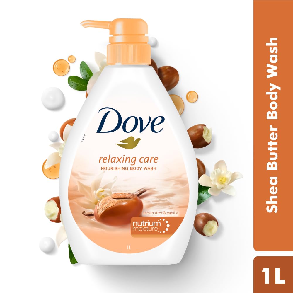 Dove Relaxing Shea Butter Body Wash with Vanilla for Soft Skin, Soothing Scent, 1L image 2