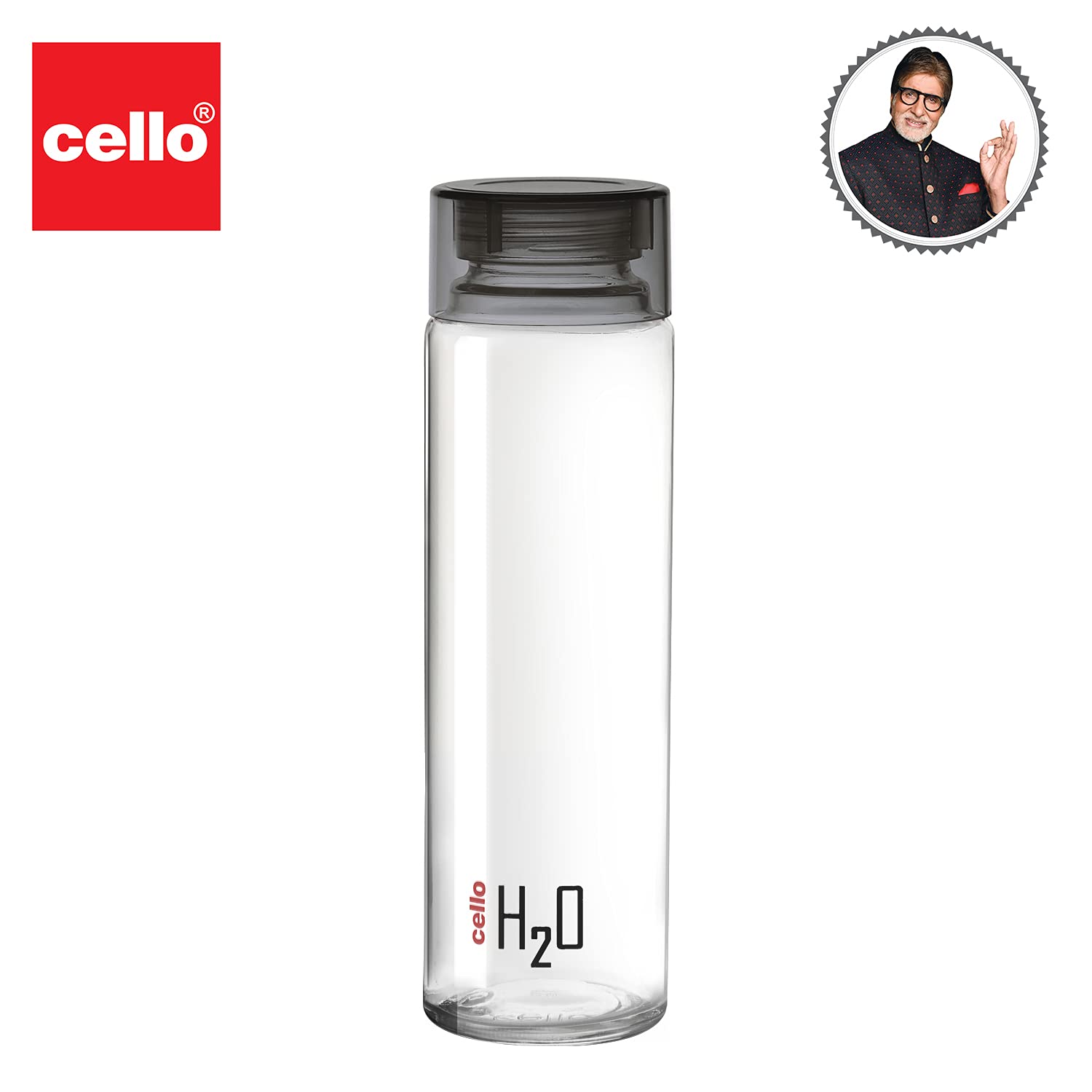 CELLO H2O Glass Fridge Water Bottle with Plastic Cap 920ml, Black | Leakproof & Durable | Wide Mouth, Easy To Clean | Easy Grip Glass Water Bottle For Kitchen, Home, Office, Gym, Travel image 2