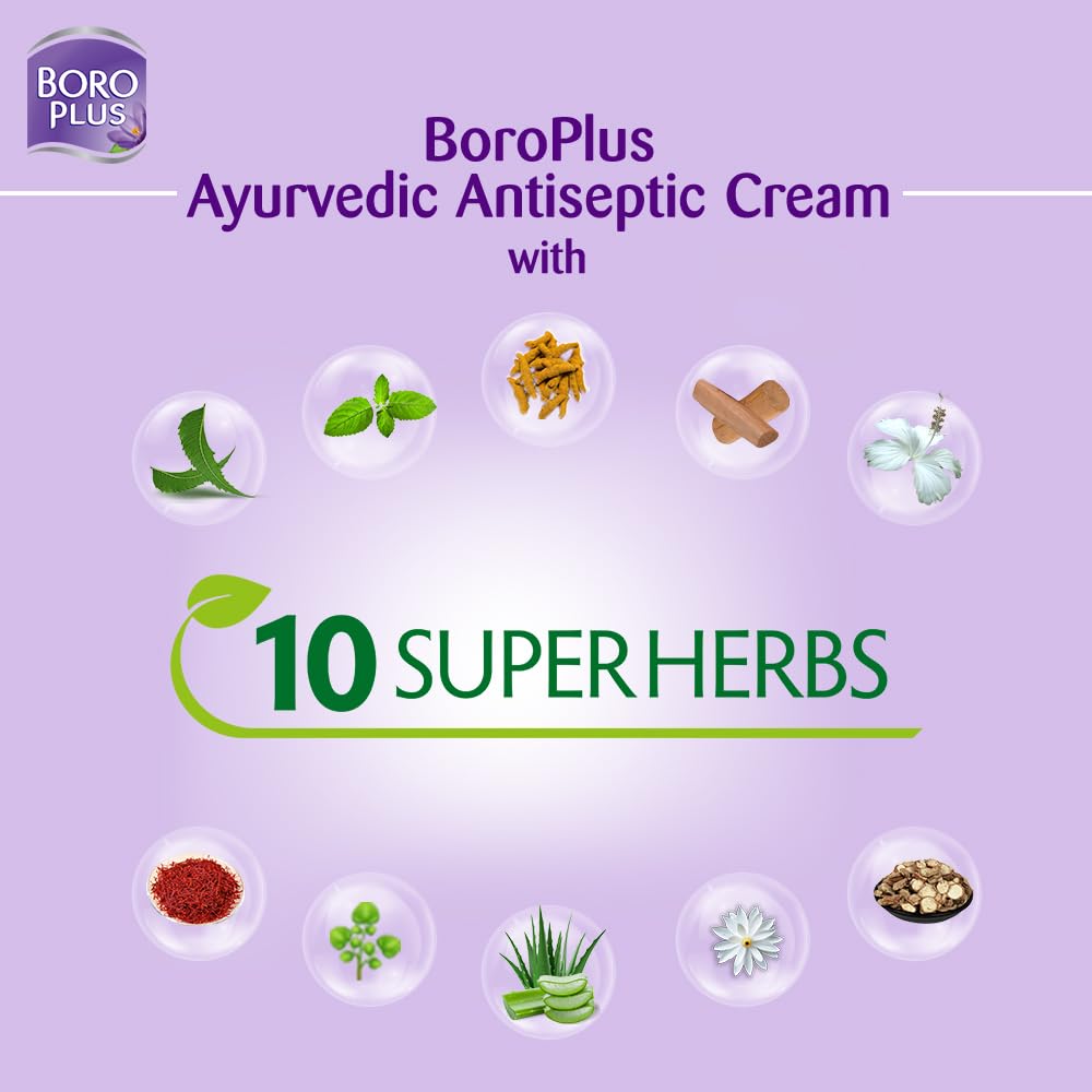 BoroPlus Ayurvedic Antiseptic Cream with 10 super herbs |24 hrs Moisturisation |Glowing Skin|For Face, Hand & Body | Heals and Protects the skin|80ml image 4