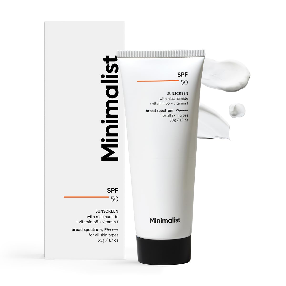 Minimalist Cream Sunscreen SPF 50 Lightweight With Multi-Vitamins, No White Cast, Broad Spectrum PA ++++ Acne Safe For Unisex, 50g