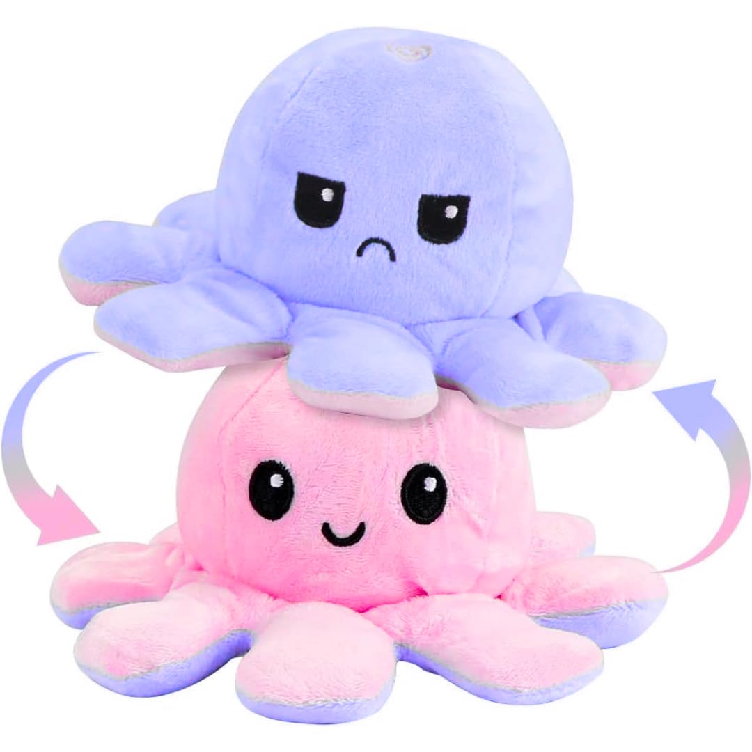Storio Toy Octopus Plushie Reversible Soft Toys for Kids | Plush Soft Toys for Baby Boys and Girls| Best Gift | Octopus Soft Toy for Kids (Multicolor)