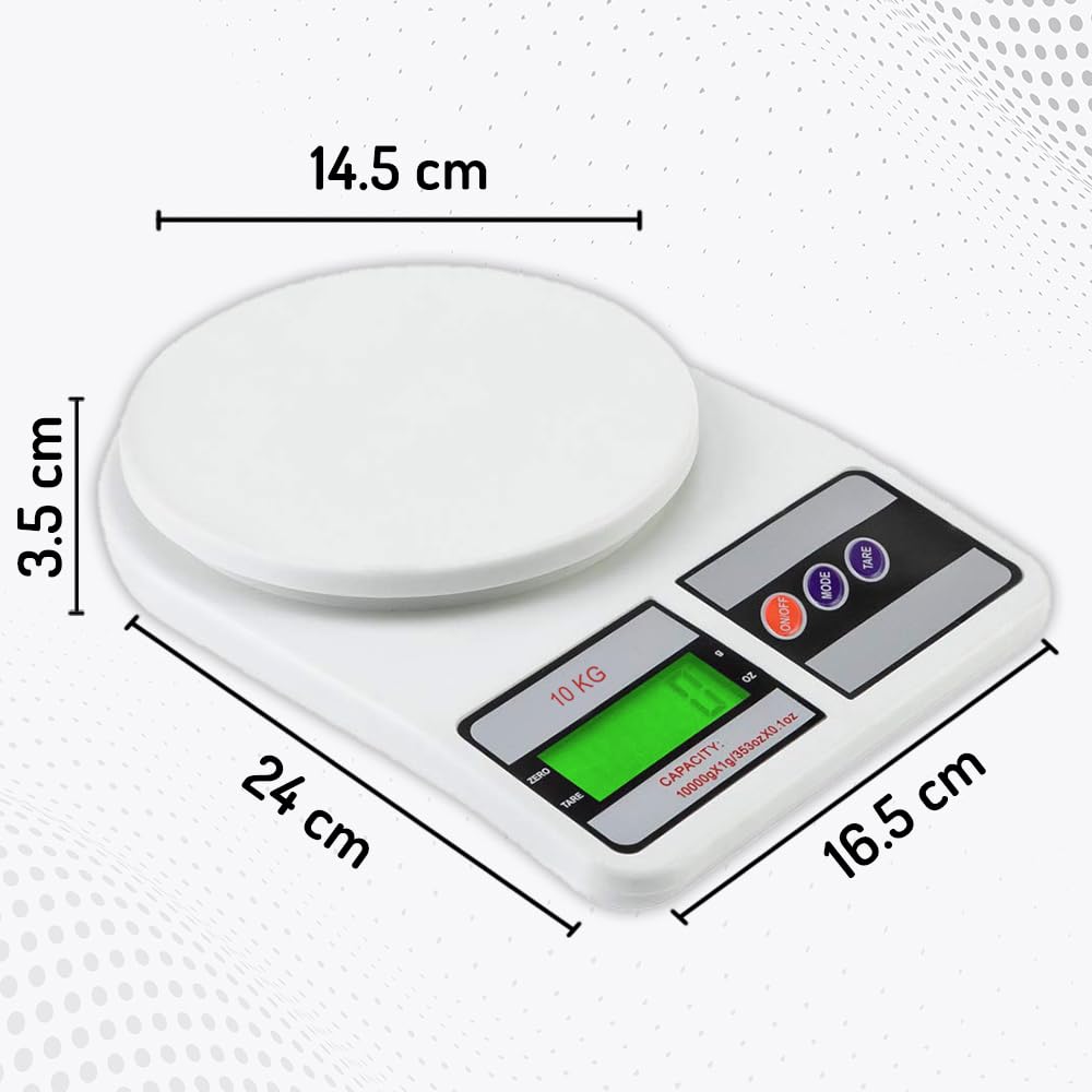 ATOM ALISTON K1 Series Digital Kitchen Weighing Scale 10 kg, Electronic Weight Machine with LCD Display for Baking, Cooking, Food & Diet, SF-400/A121. 6Months Warranty (Colour May Vary) image 2