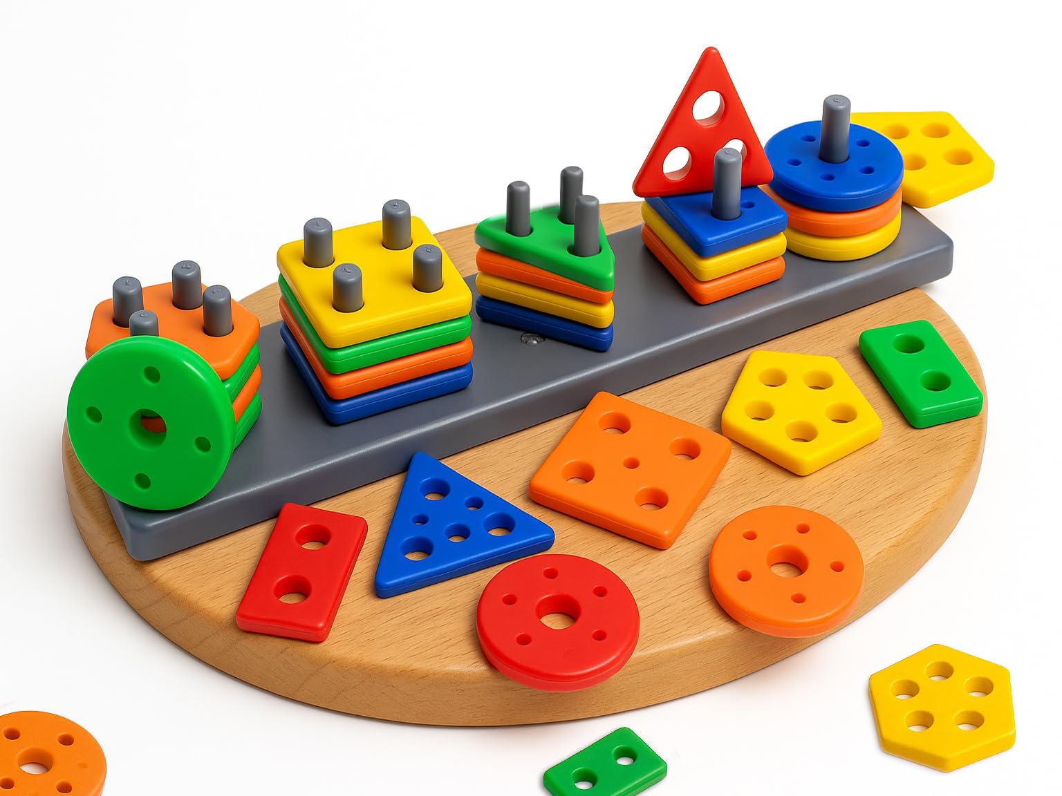 Novo Baby Smart Activity Fun&Learning Blocks Geometrics, Educational & Learning Sorter Toys, Color Choose Stacking Game for Kids Baby, 1 2 3+ Year Activity Toys (Geometric Block)
