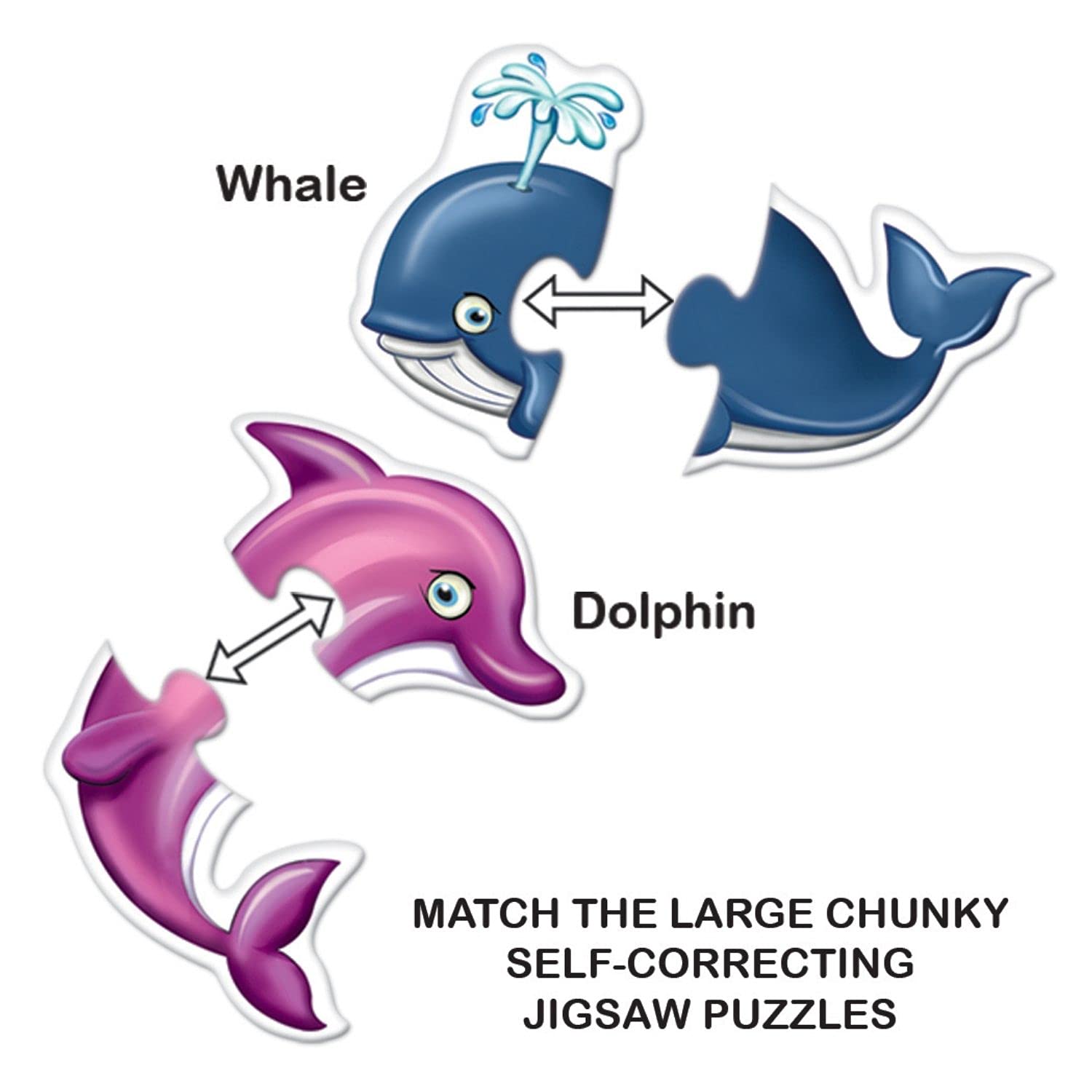 TOYKRAFTT Chunky Infant Floor Puzzle Toy, 2 Piece Puzzles, Puzzles for Kids Age of 2-3 Years, Educational Toys, My First Aquatic Animal Puzzle image 2