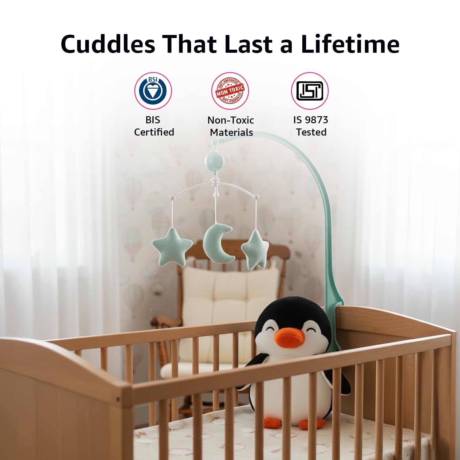 Amazon Brand - Jam & Honey Soft Penguin Plush Toy for Kids | Soft Toy for Boys and Girls | Super-Soft and Safe| Ideal for Gifting | Height 17 cm | Black and White image 5