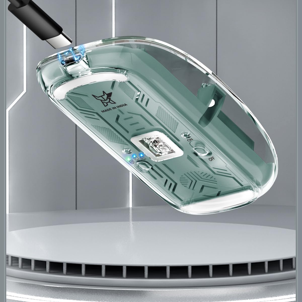 Arctic Fox Pureview Transparent Wireless and Bluetooth Rechargeable Mouse, USB Receiver,LED Battery Magic Silm for Office/PC/Mac/Laptop/Apple/ipad(Space Gray) image 5