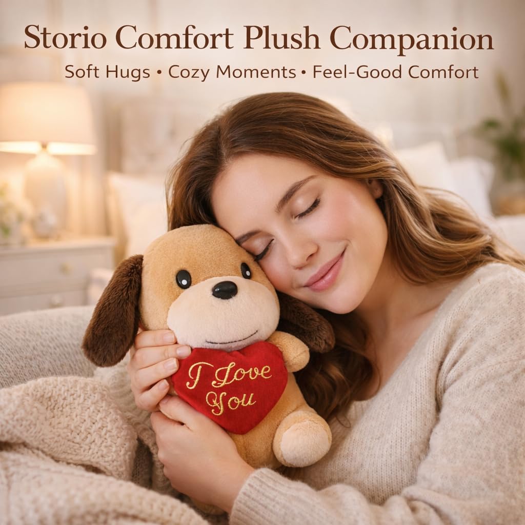 Storio I Love You Valentine Plush Dog | Cute Soft Cuddly Stuffed Animal with Red Heart | Valentine Gift, Birthday Gift Special | Romantic Plush Toy 7 Inches image 2