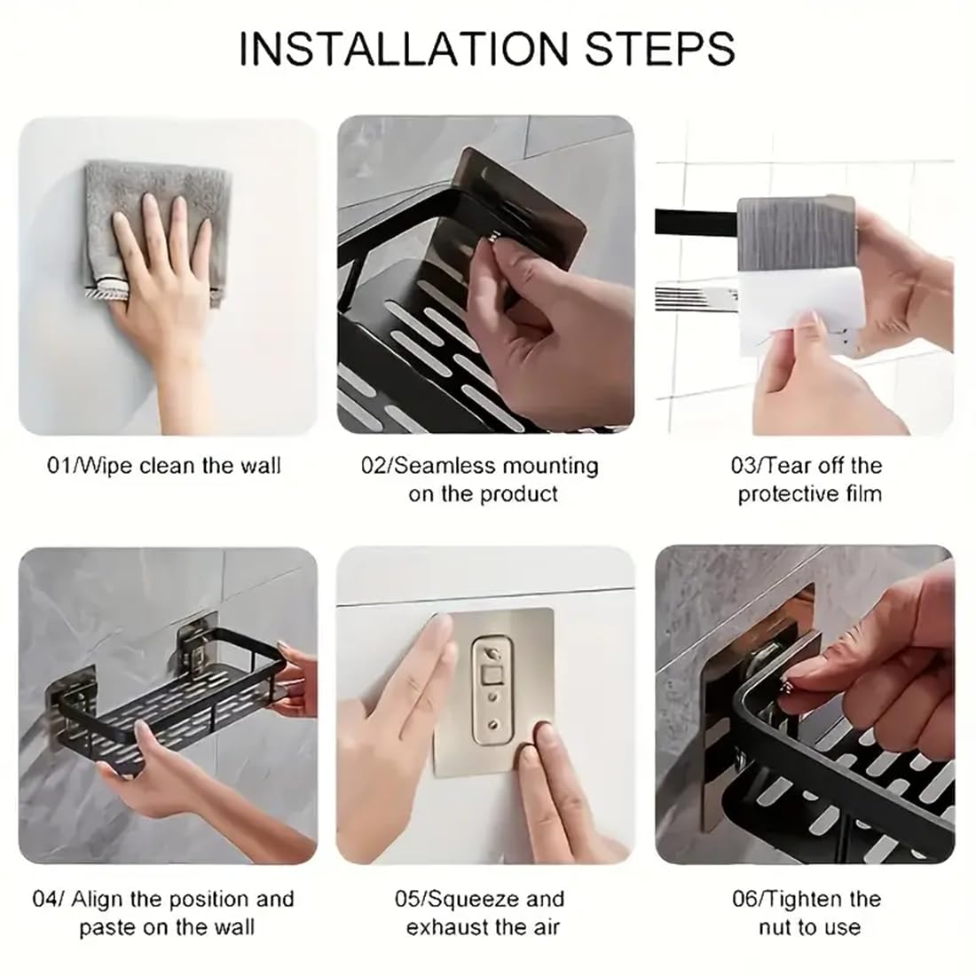 Hallstatt Self Adhesive Bathroom Shelf for Wall Shelf Organizer Wall Mounted Bathroom Shelves Rack Holder Stand for Bathroom Accessories Organiser Without Drill (Multi, Pack of 2) image 5