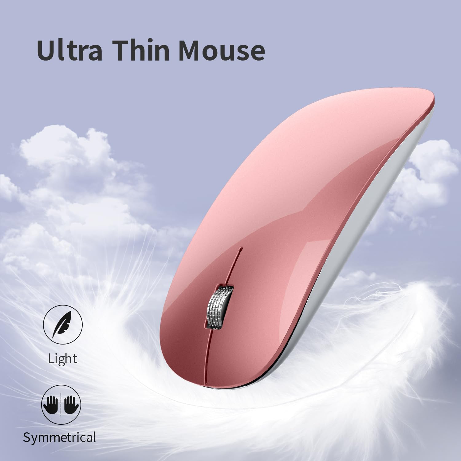 Offbeat - Atom Dual Bluetooth 5.1+5.1 & 2.4Ghz Wireless, Type-C Rechargeable Silent Click Mouse, Triple Device connectivity Windows, Mac, iOS, Android(Rose Gold) image 3