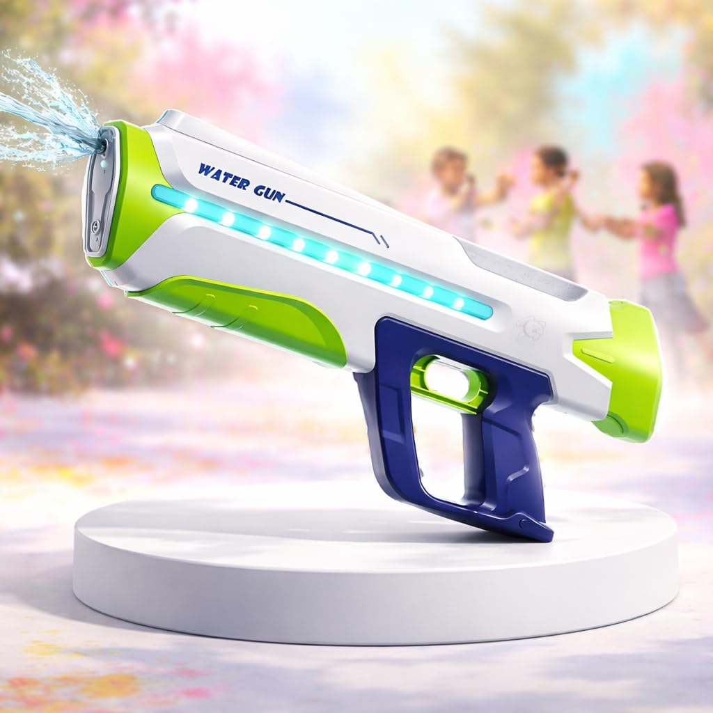 Storio Rechargeable Electric Automatic Continuous Shooting High Pressure High Power Holi Pichkari Water Gun Toy for Kids - Auto Suction, 25-32Ft Range, Self-Filling
