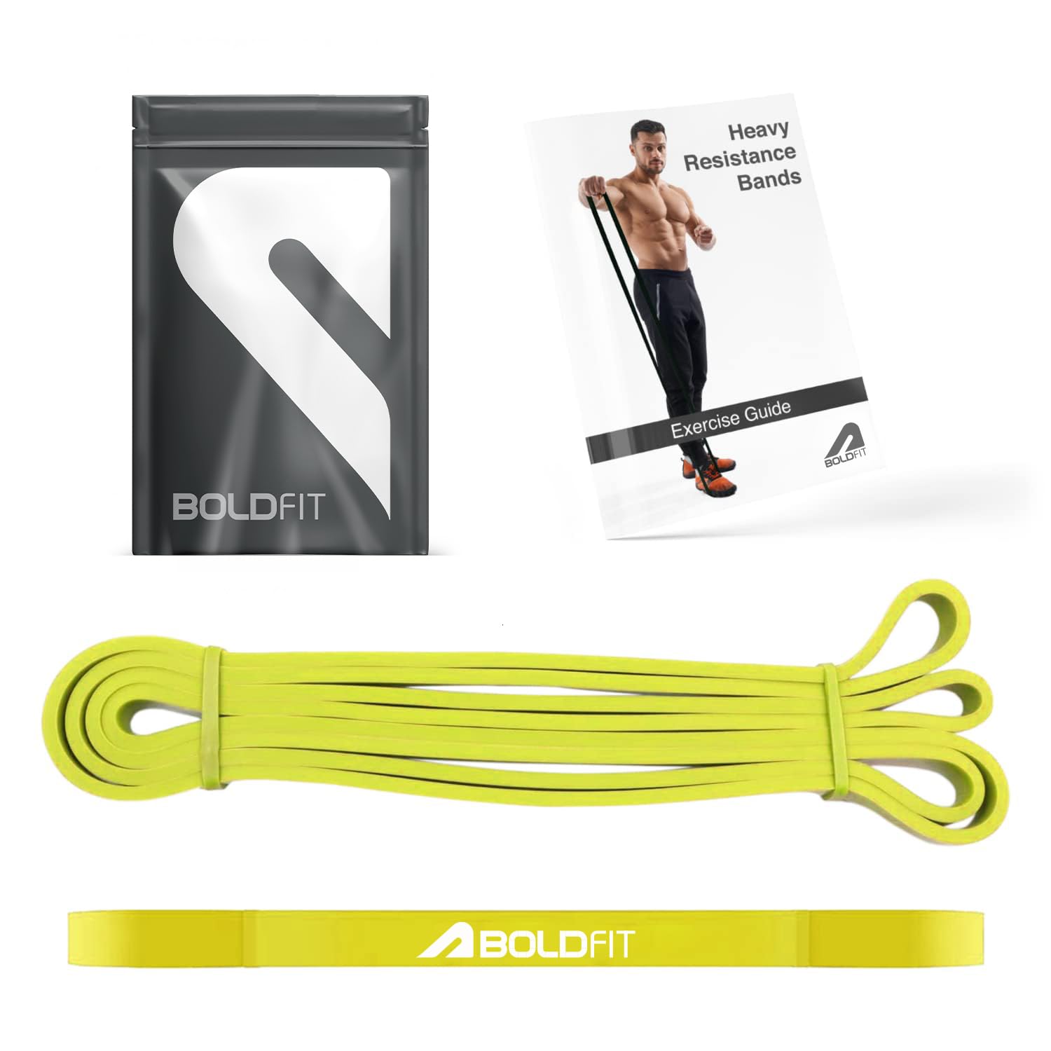 Boldfit Heavy Resistance Band for Workout Set Exercise & Stretching Pull Up Bands for Home Exercise for Gym Men & Women Loop Bands Toning Bands Resistance Band Yellow (3-7 Kg)