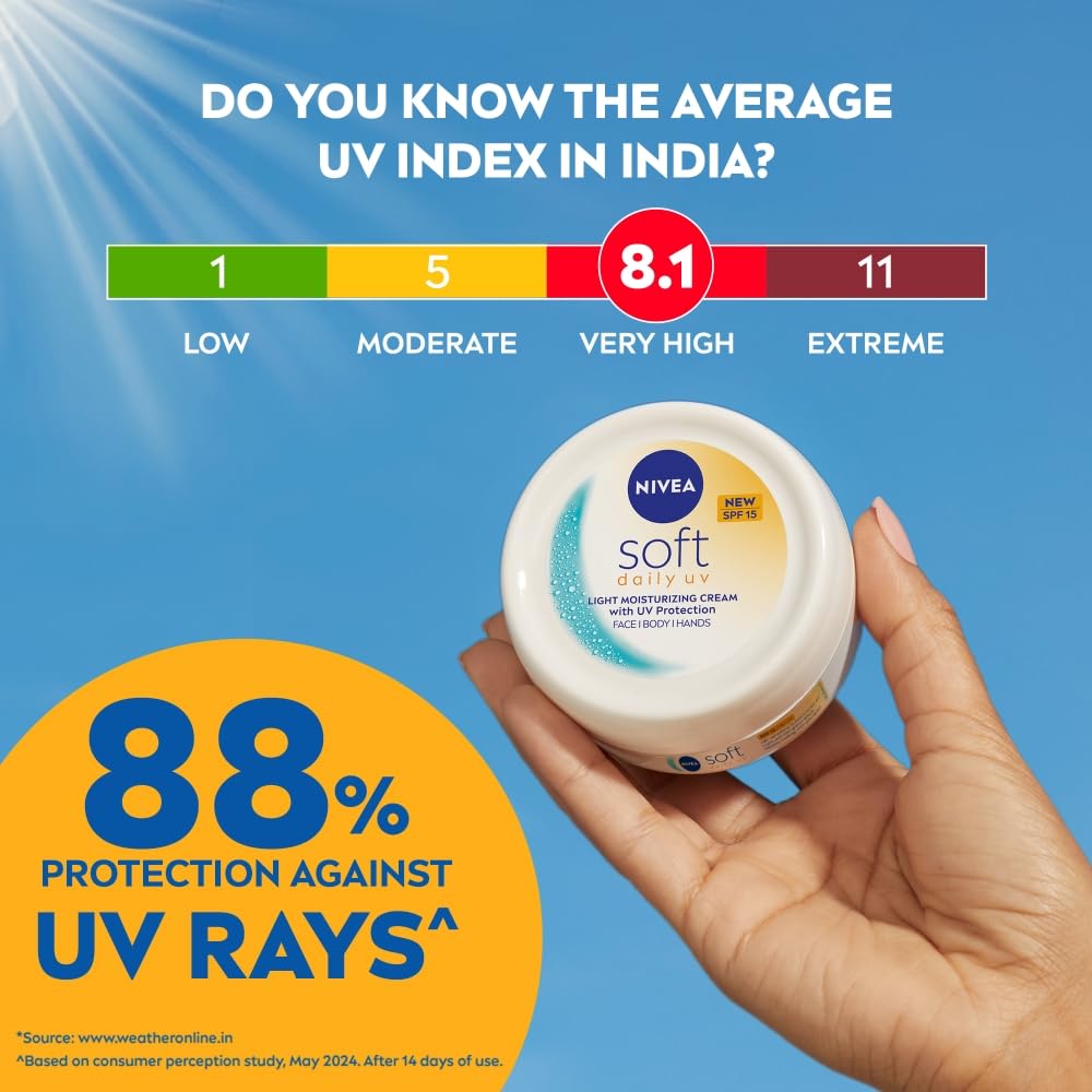 NIVEA Soft Daily UV Light Moisturising Cream with SPF-15, 100ml image 3