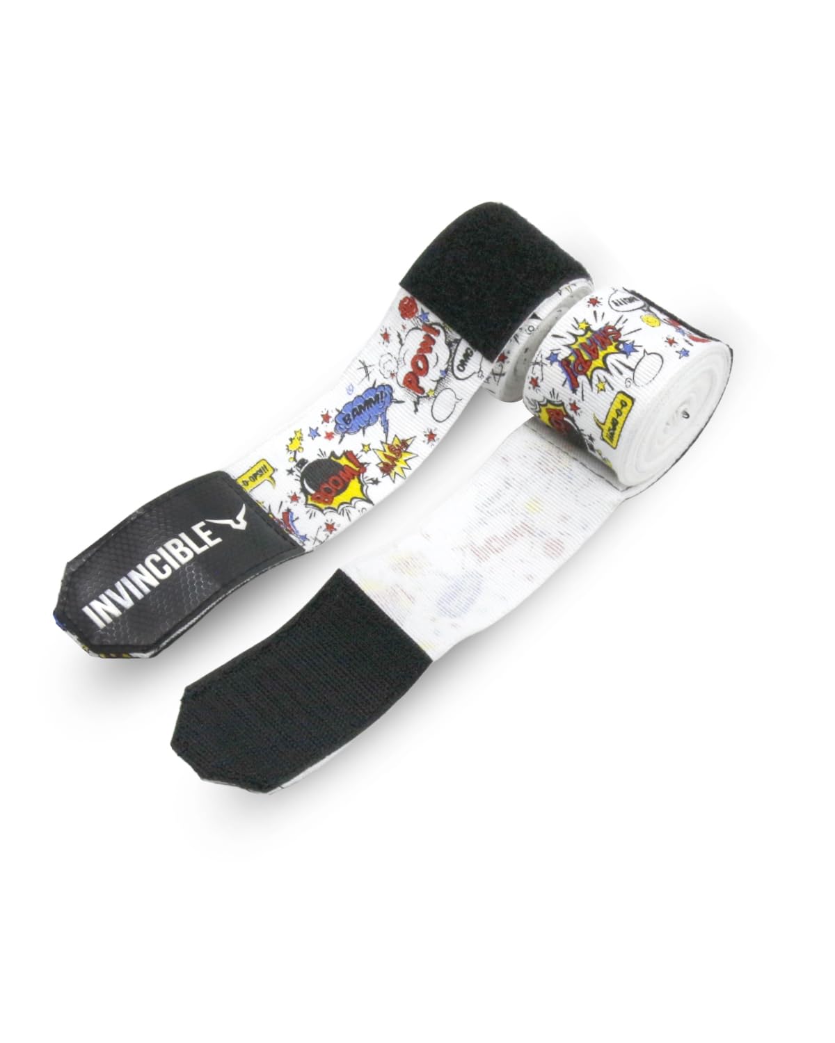 INVINCIBLE Nylon Mexican Style Semi-Stretch Boom Boom Printed Hand Wraps (White, 1.5 Meter)