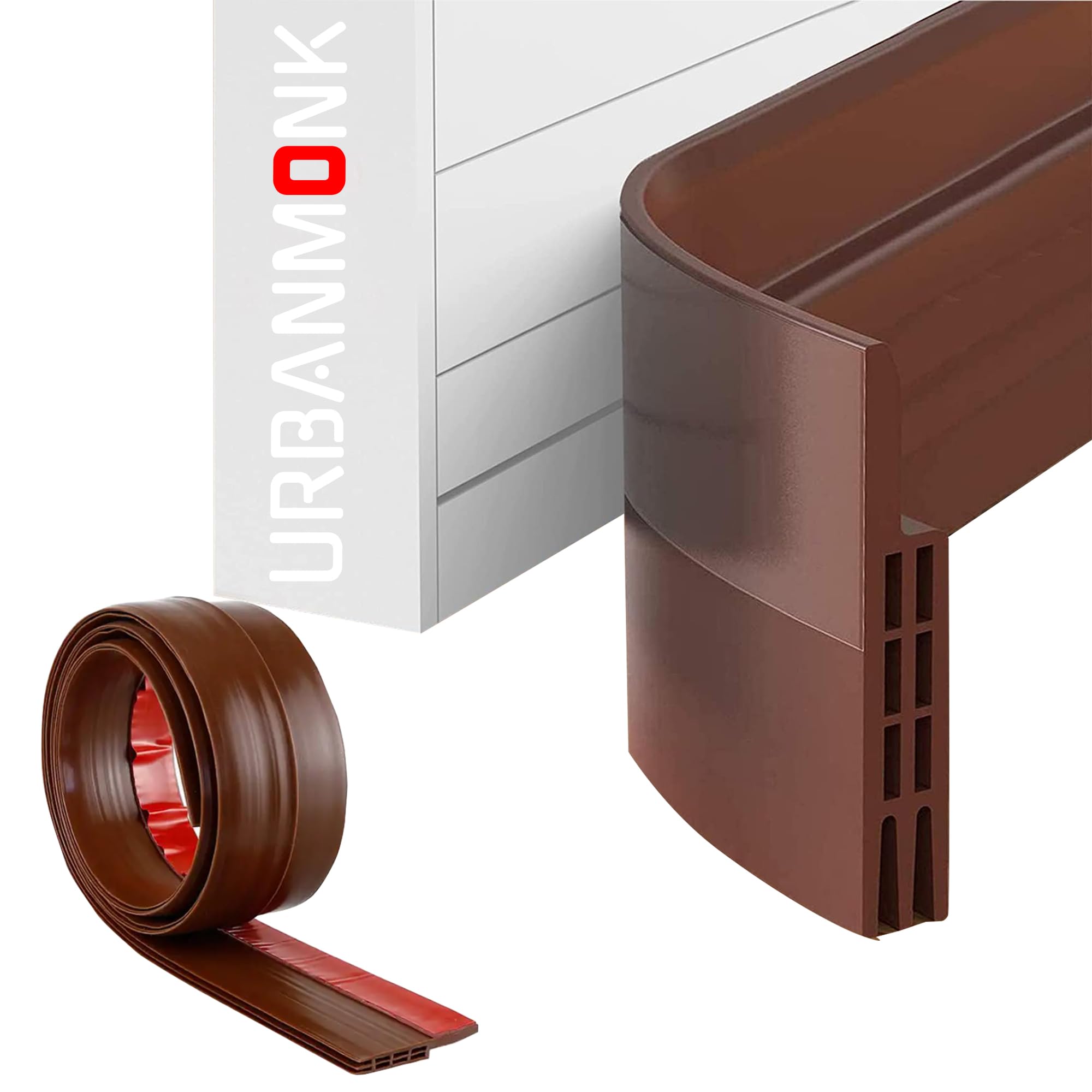 URBANMONK Silicone Door Bottom/Under Gap Filler Rubber Sealing Strip, Door Sealer Strip for Cockroach, Insect and Bugs, Seal Air & Dust, Brown, 39 inches