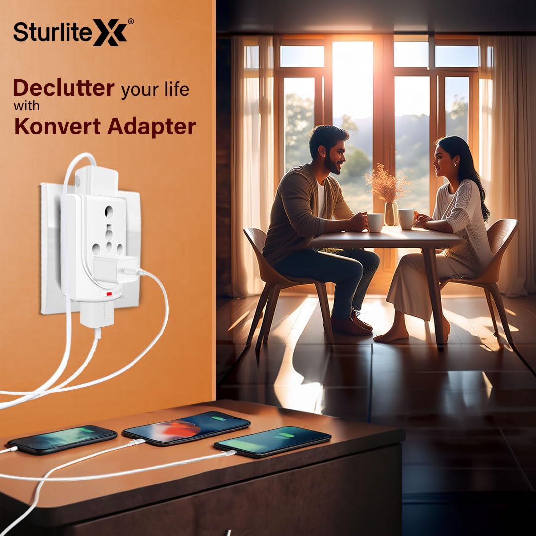 Sturlite Konvert Multiplug| 6-16 Amp| 2-Pin & 3-Pin Socket| Universal AC Travel Adapter| Premium Polycarbonate Body Socket| Compact Converter Plug for Travel, Home & Office Use - Pack of 1 image 5