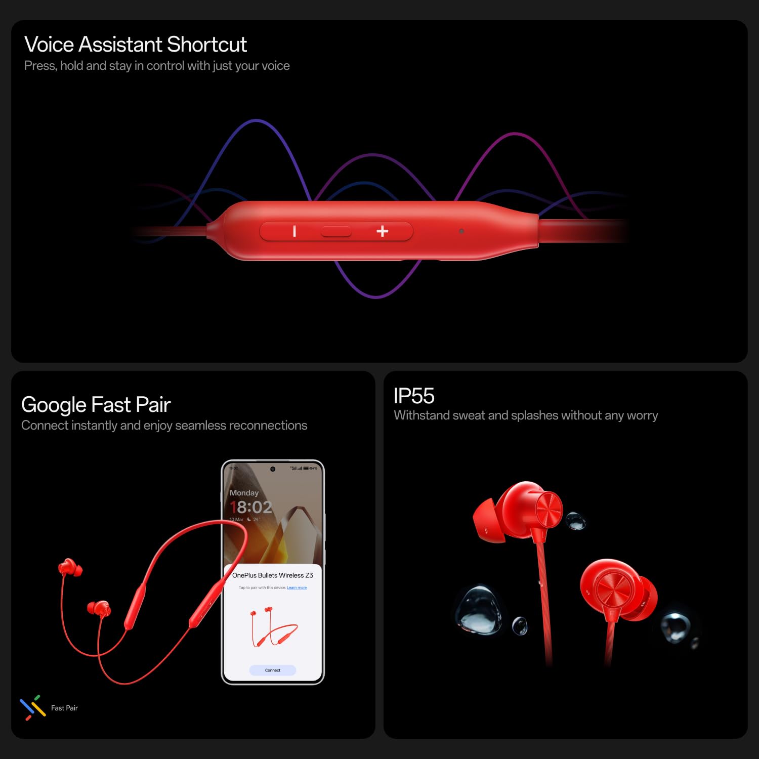 OnePlus Bullets Wireless Z3 in-Ear Neckband with 12.4mm Drivers, 3D Spatial Audio,10 mins Charge for 27 hrs Playback, 4 EQ preset, Dynamic bass Enhancement & BT5.4 image 3