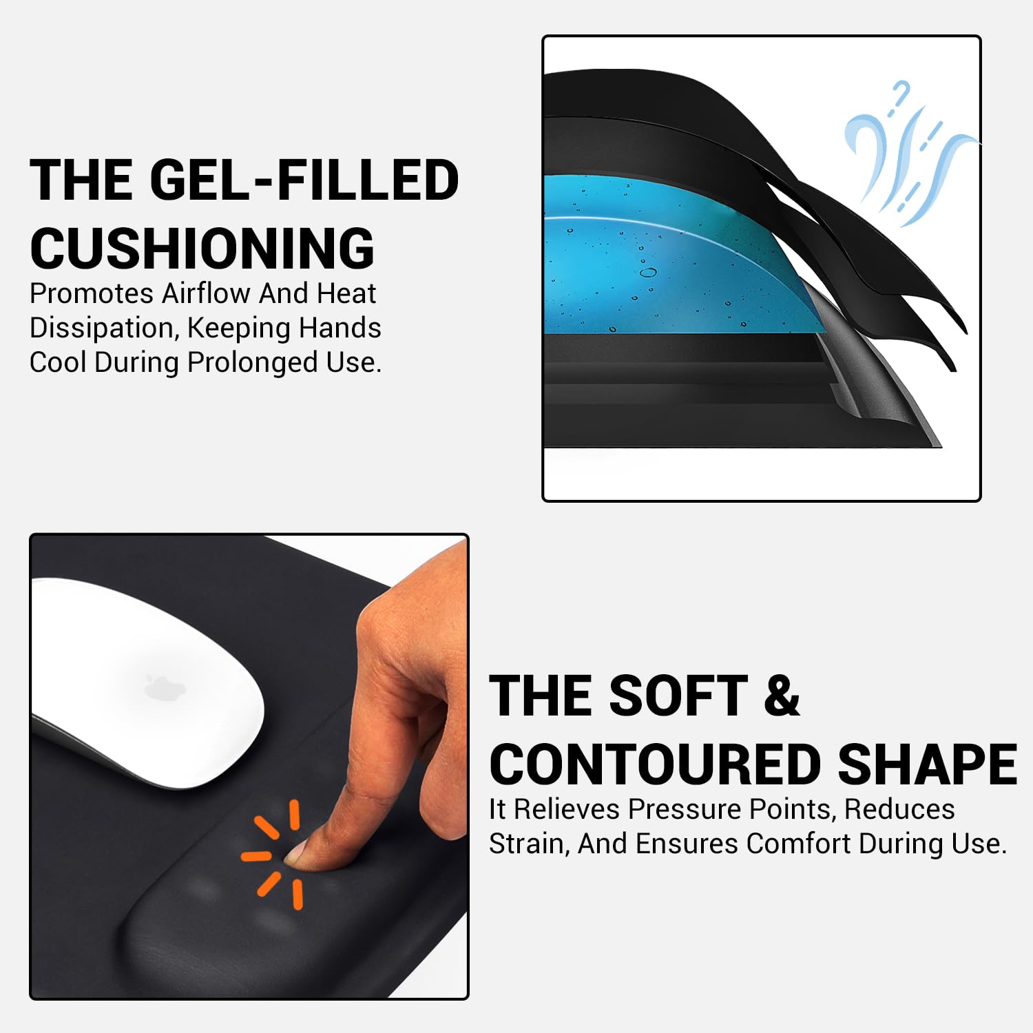 Tukzer Gel Mouse Pad Wrist Rest Memory-Foam Ergonomic Mousepad| Cushion Wrist Support & Pain Relief| Suitable for Gaming, Computer, Laptop, Home & Office Non-Slip Rubber Base (Black) image 5