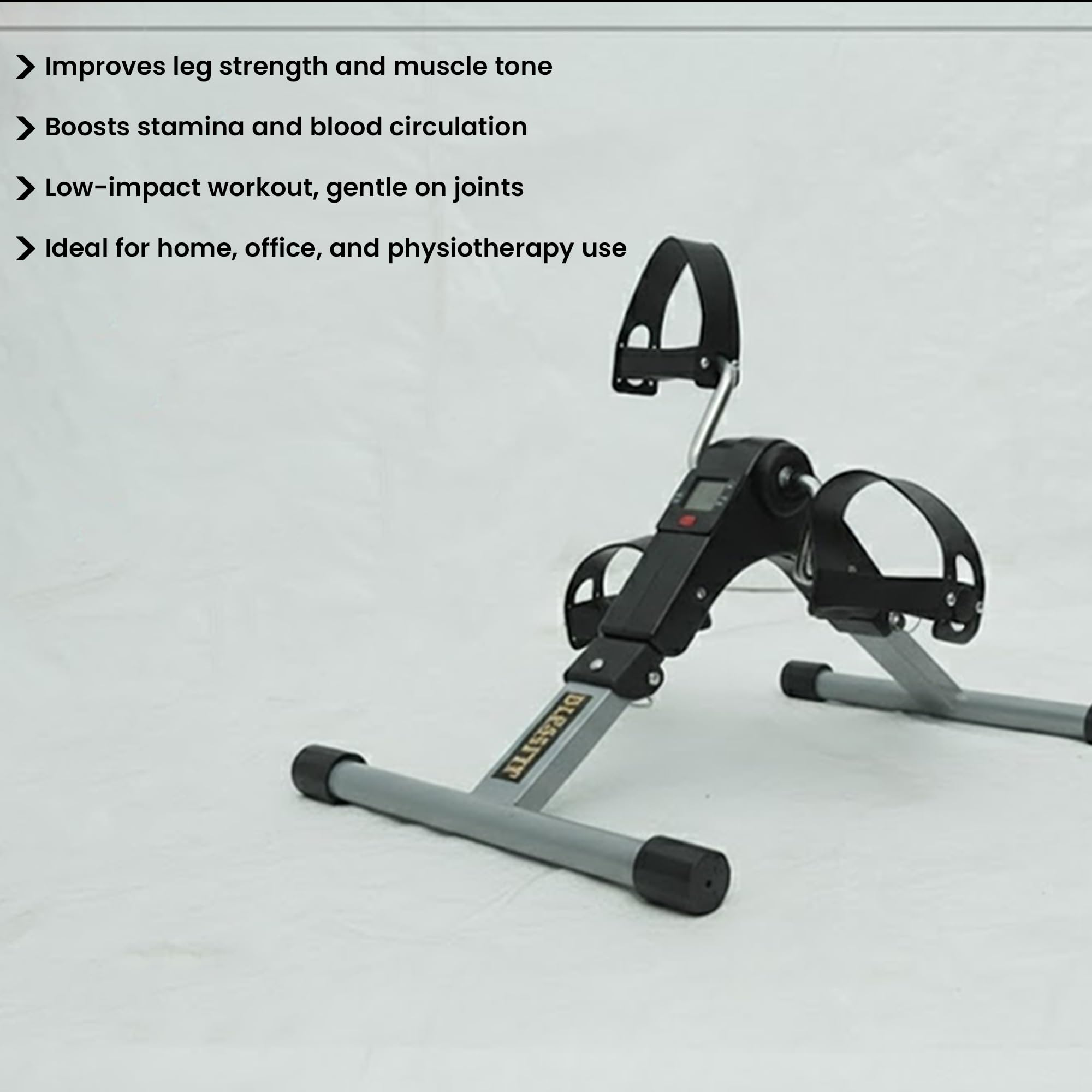 Mini Exercise Cycle for Home | Compact Indoor Pedal Exerciser | Leg Strength and Stamina Improvement | Low-Impact Fitness Equipment | Black Grey | Iron & PVC Construction image 3