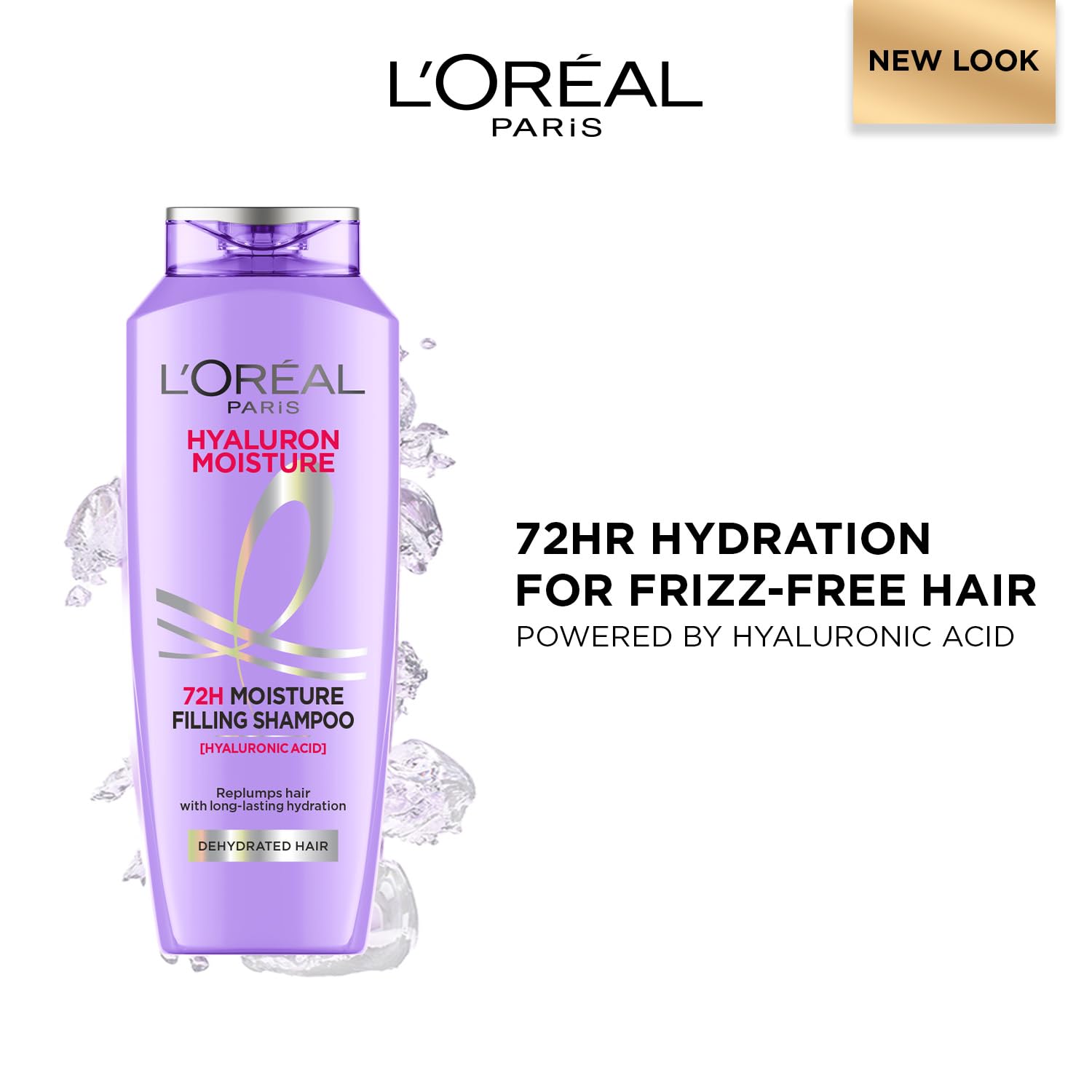 L Oréal Paris Moisture Filling Shampoo, With Hyaluronic Acid, For Dry & Dehydrated Hair, Adds Shine & Bounce, Hyaluron Moisture 72H, 340Ml. image 2