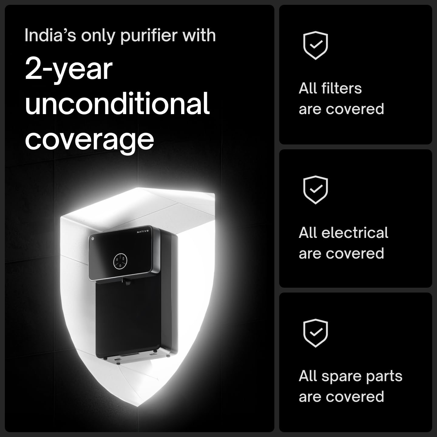 Native by Urban Company M2 PRO RO+UV+Copper+Alkaline 10-Stage Smart Water Purifier | In-built power backup | No Service for 2 Years | 2-year Unconditional Warranty | Advanced Real-time Tracking | 8L image 4