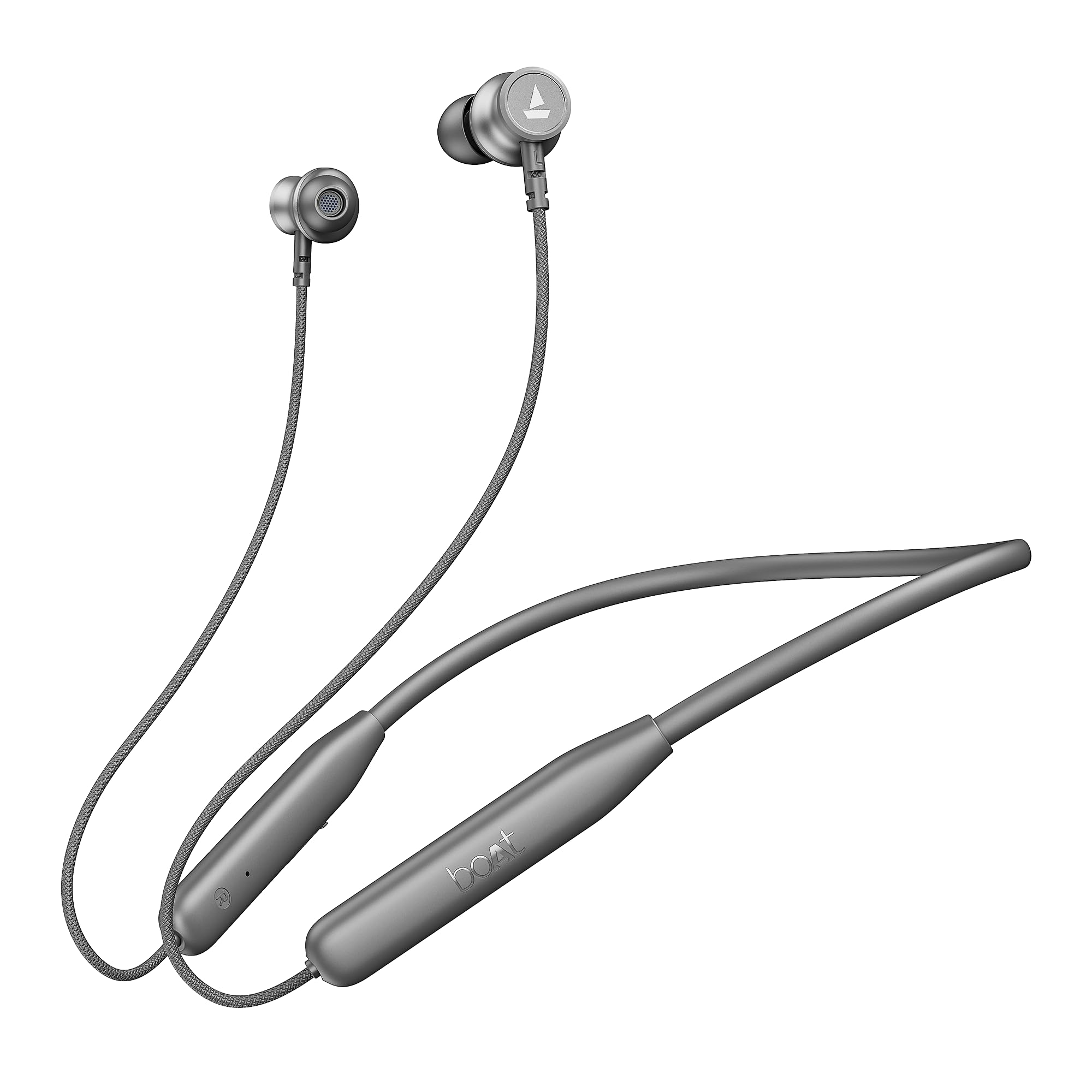 boAt Rockerz 113, 40H Battery, Dual Pair, Fast Charge, ENx Tech, App Support, Magnetic Buds, Bluetooth Neckband, Wireless with Mic in Ear Earphones (Ash Grey)