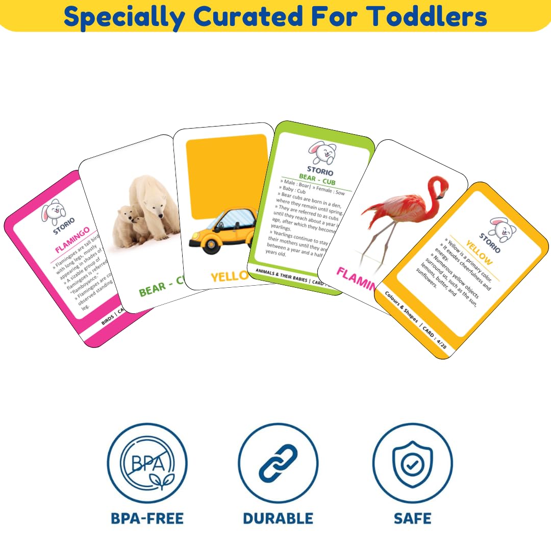 Storio Flashcards Early Learning 7 in 1 Flash Cards for Kids Babies | 196 Total Cards | Fun & Easy Language_Skills Learning Way for Preschoolers & Toddlers | 12+ Months image 3