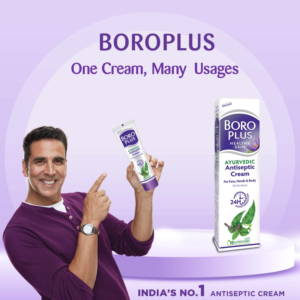 BoroPlus Ayurvedic Antiseptic Cream with 10 super herbs |24 hrs Moisturisation |Glowing Skin|For Face, Hand & Body | Heals and Protects the skin|80ml image 3