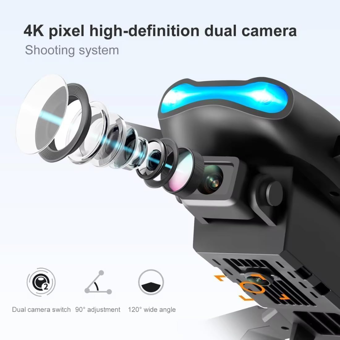 Drone with 4k Camera Foldable 1080P HD Drone with FPV Live Video, Smart Gestures Selfie, Altitude Hold, One Key Take Off/Landing, 3D Flips A1 image 2