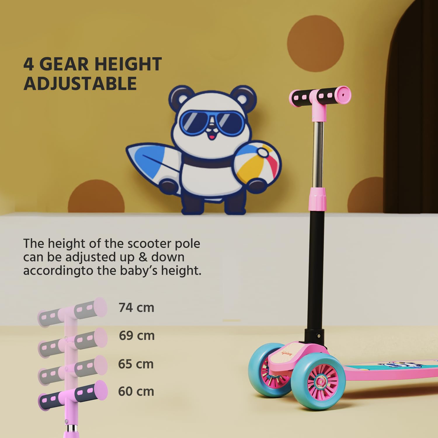 Lifelong LLKS03 Foldable Kick Skating Cycle| Skate Scooter for Kids(Max User Weight: 50Kg) Kids Scooter (Pink, Blue) image 3