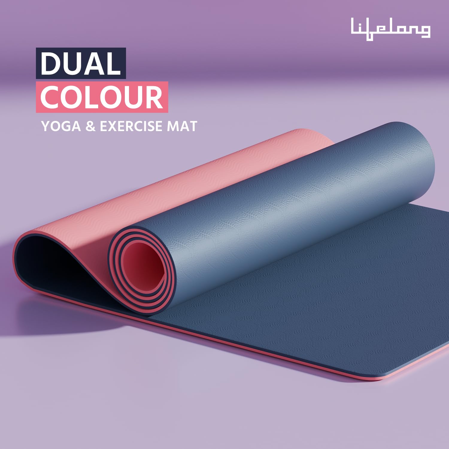 Lifelong Dual Color TPE Material for Women & Men - 6mm Anti-Slip Yoga Mat for Gym Workout Exercise Mat for Home Gym - Yoga Mat for Gym Workout & Yoga Exercise (LLYM114). image 2