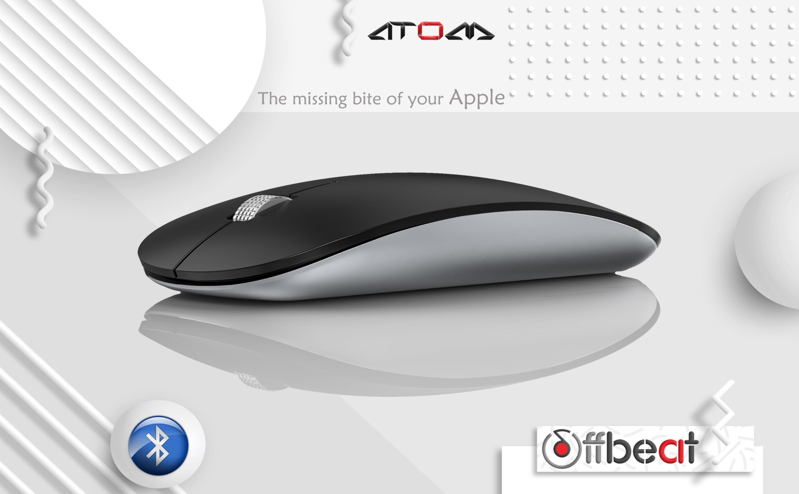 Offbeat - Atom Dual Bluetooth 5.1+5.1 & 2.4Ghz Wireless, Type-C Rechargeable Silent Click Mouse, Triple Device connectivity Windows, Mac, iOS, Android image 3