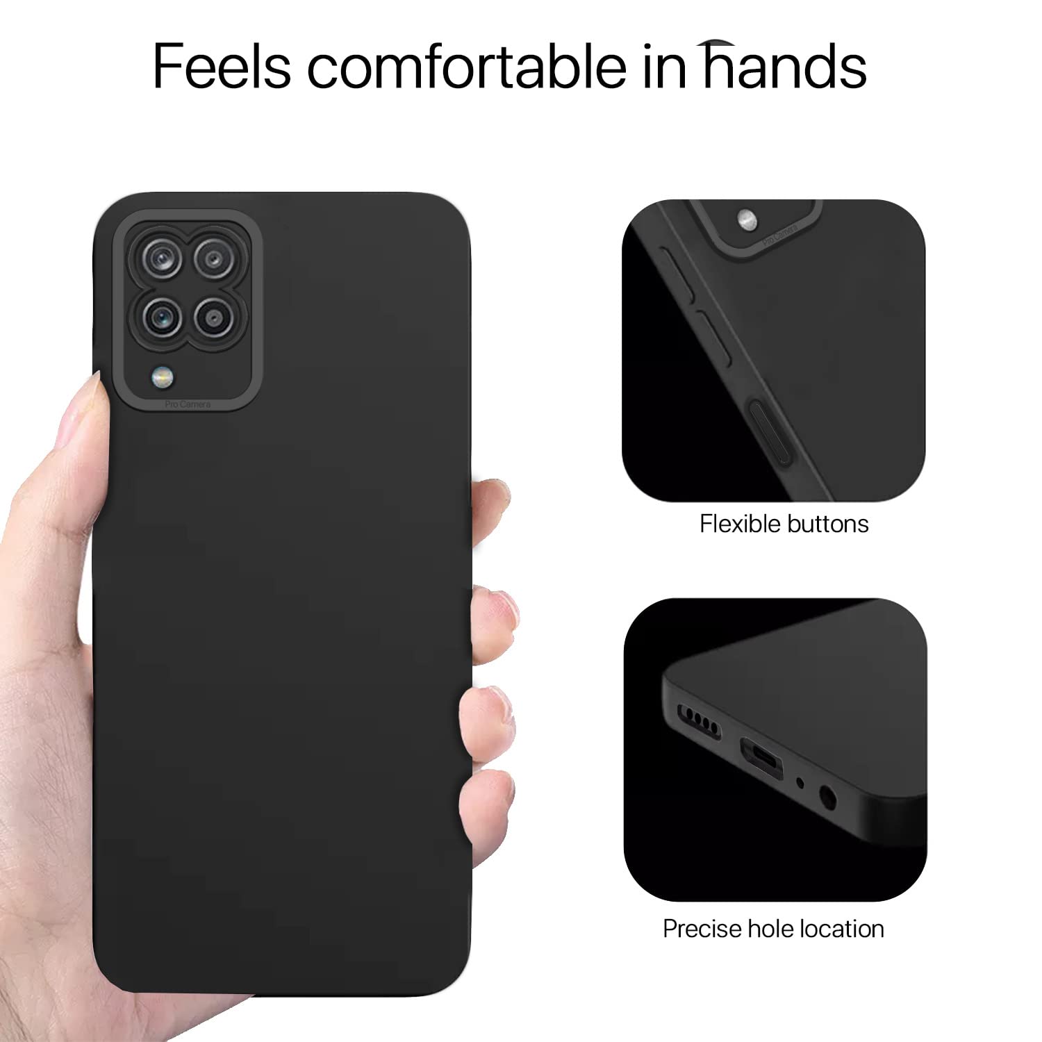 Pikkme Samsung Galaxy M12 / A12 / F12 Back Cover Soft Matte Liquid Silicone TPU | Camera Protection | Shockproof Slim Back Case for Samsung Galaxy M12 / A12 / F12 (Black) image 3