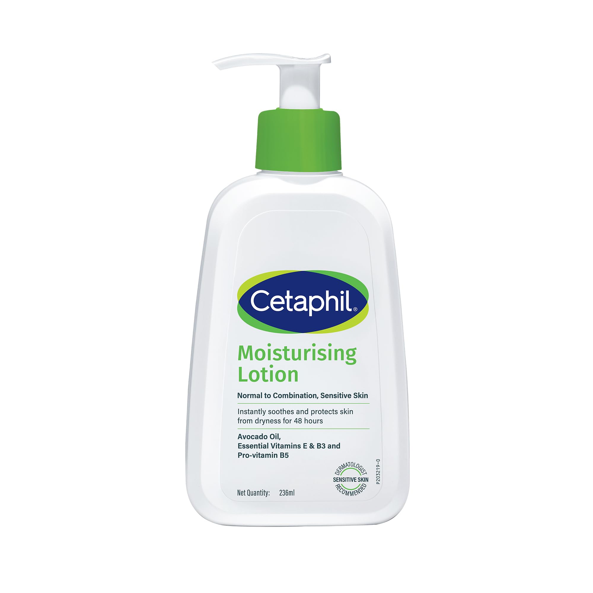 Cetaphil Moisturising Lotion 236 ml for Dry to Normal & Sensitive Skin | 48H Hydration with Niacinamide, Panthenol & Glycerin | Fragrance-Free, Non-Greasy, Dermatologist Recommended, For Face and Body