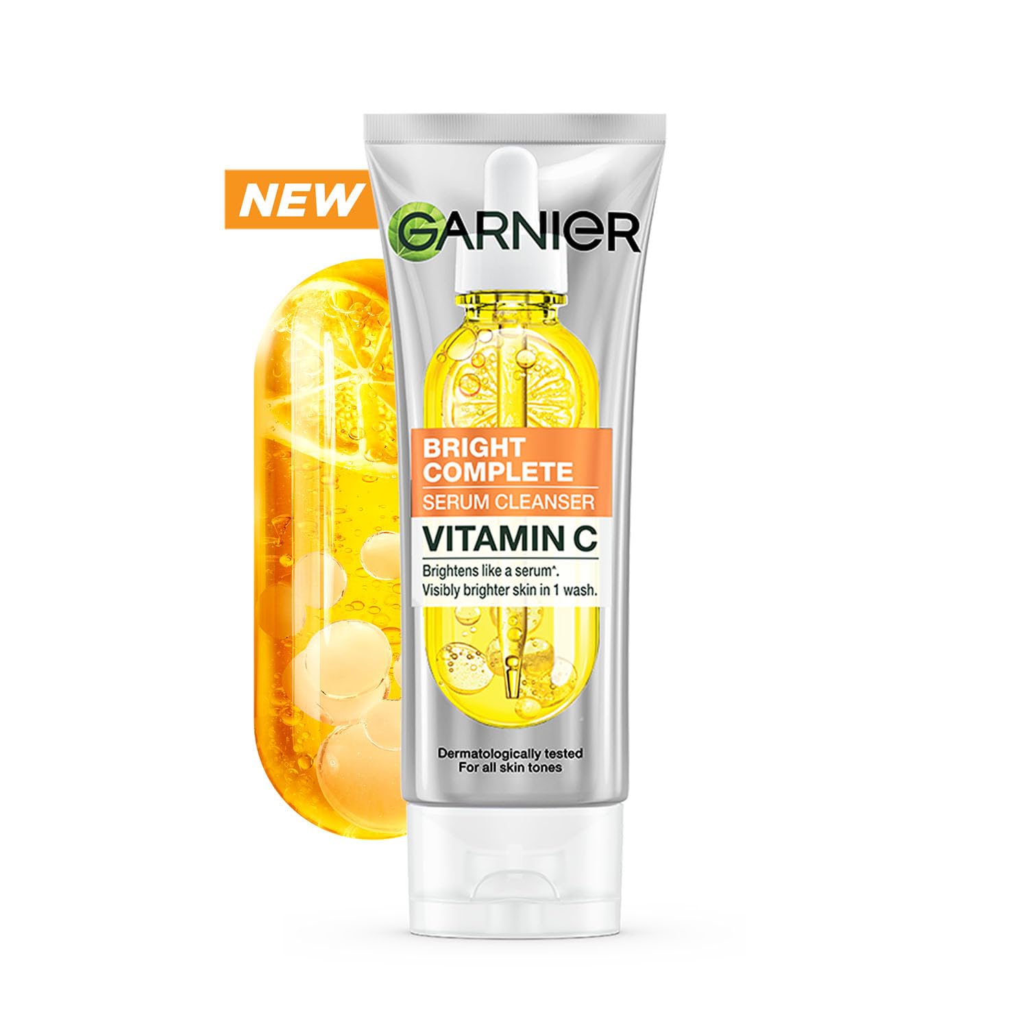 Garnier Vitamin C + Serum Face Wash | Visibly Brighter Skin in Just 1 Wash | Gentle cleanser for Skin Brightening & Tan Removal | For dry, oily, sensitive skin | Facewash for Women & Men | 100gm image 2