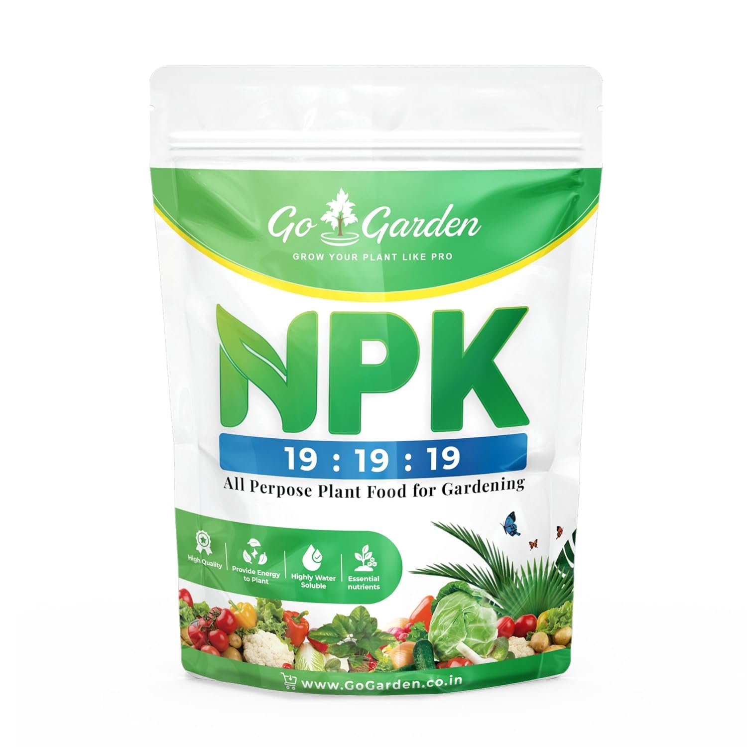 Go Garden NPK 19 19 19 Fertilizer for Plants | Water Soluble Plant Fertilizer for Growth, Flowering & Fruiting | Garden & Indoor Plant Care – 400 Gram