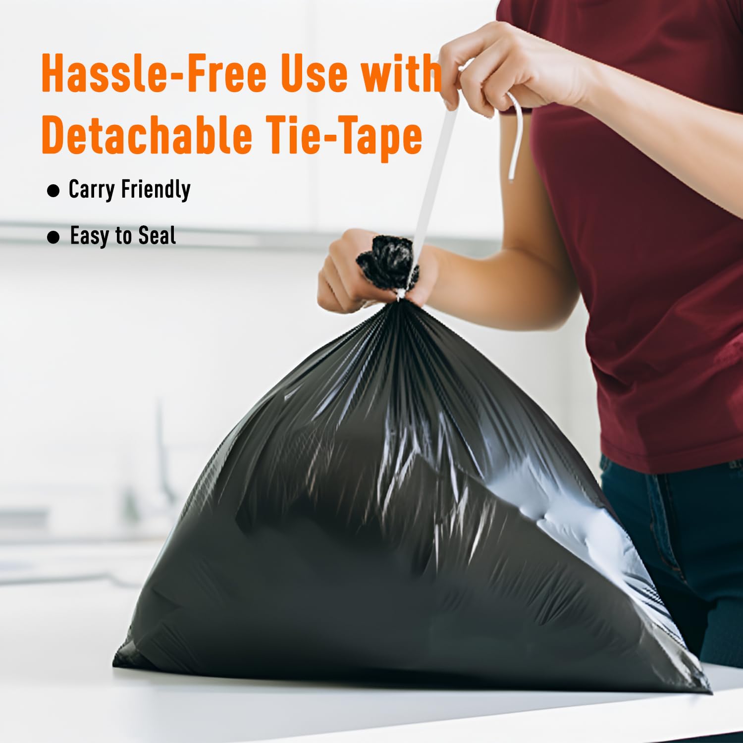 Amazon Brand - Presto! Garbage Bags | Large | 90 Count | 15 Bags X 6 Rolls | 24 X 32 Inches | For Dry & Wet Waste | Black image 3