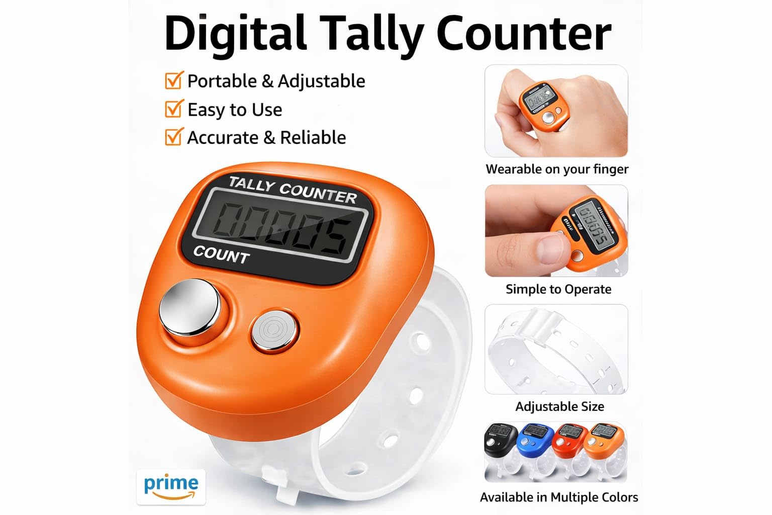Multiuse Finger Counter – Portable Digital Hand Jaap Counter, Chanting & Mantra Jap Counting Machine, Mini Mala Electronic Tally Counter Ring - Pack of 1 image 5