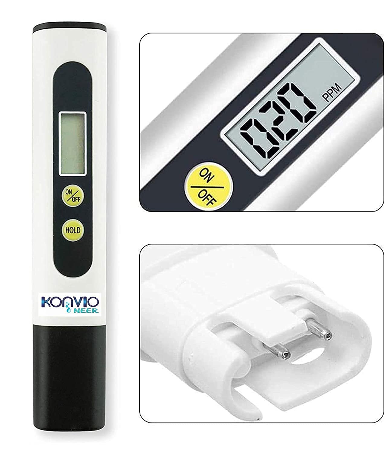 Konvio Neer Imported Tds Meter, Total Dissolved Solids Meter, Water Quality Tester, Ppm Tester For Water Testing - White image 2
