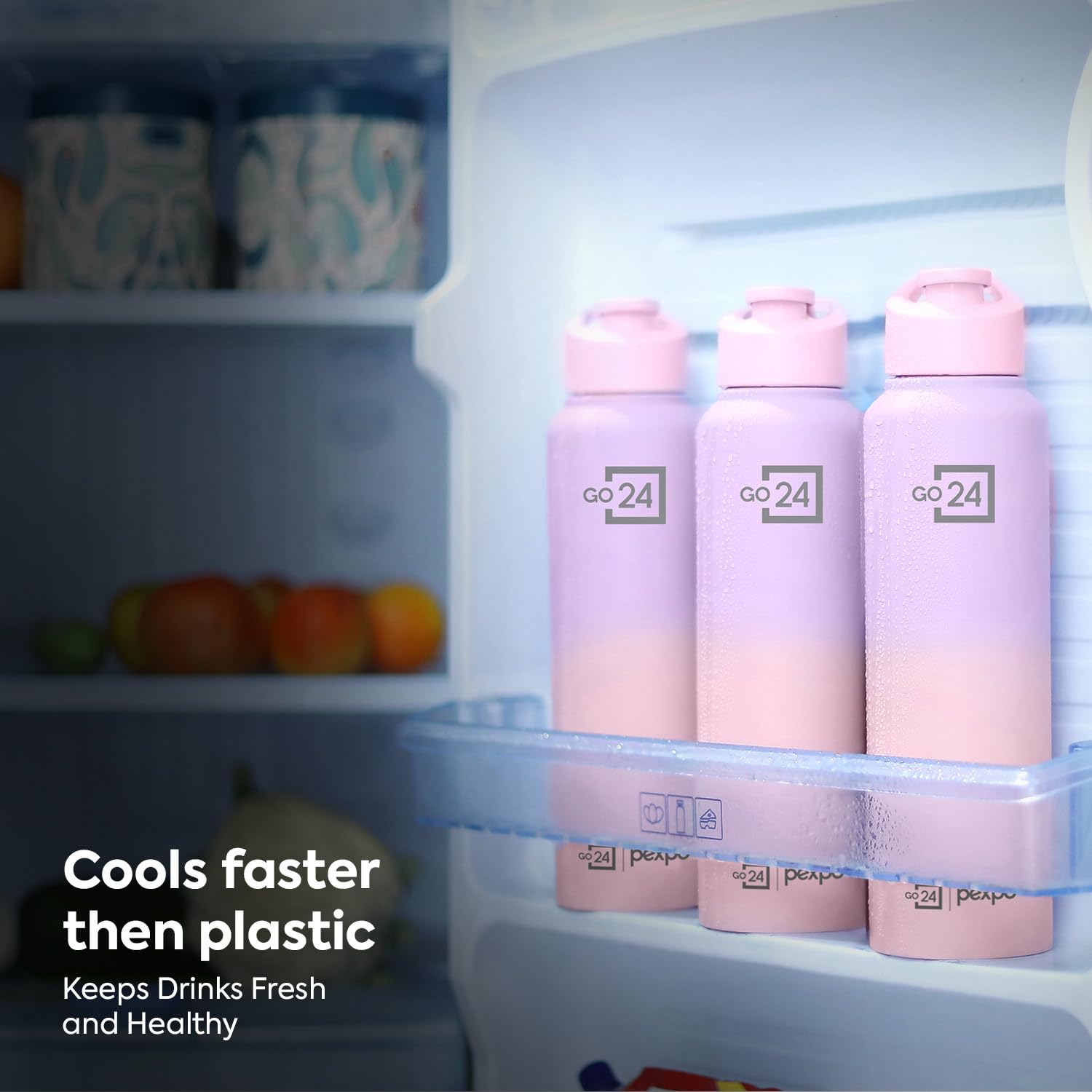 PEXPO Water Bottle 1 ltr Stainless Steel Sports/Fridge Bottle with Sipper Cap | Single Wall | For Home, Office, Gym, Travelling | Lightweight | BPA Free | Craft Pro 950ml | Pink-Purple Ombre image 5