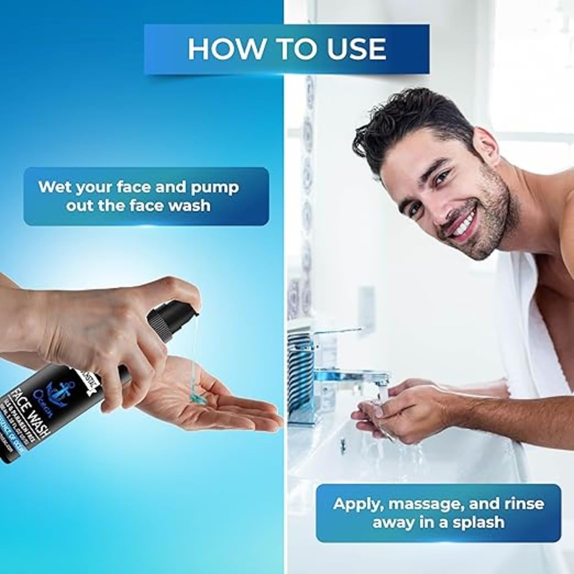 Muuchstac Ocean Face Wash for Men (2 x 100ml) – Anti-Acne/Pimple, Oil Control & Skin Brightening Cleanser – with Niacinamide, Menthol & Licorice Extracts – For All Skin Types image 3