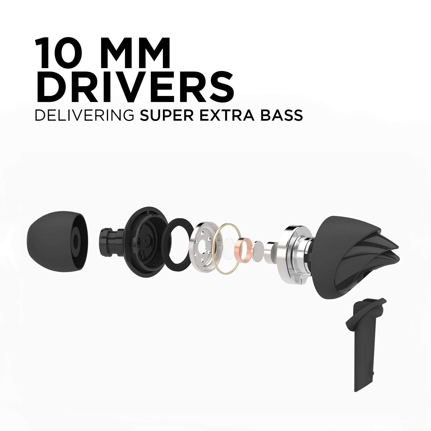 Boat BassHeads 100 in-Ear Headphones with Mic (Black) image 2