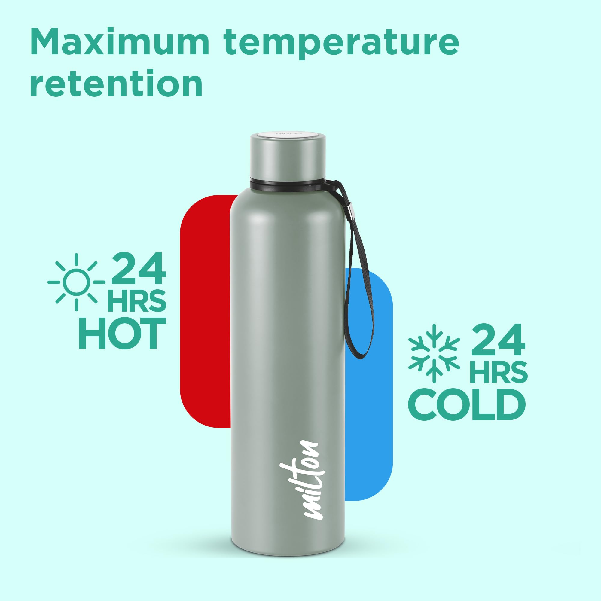Milton Aura 1000 Thermosteel Water Bottle, 24 Hr Hot and Cold I Leak Proof Lid, ISI Certified I Vacuum Insulated I for Office, Gym, School I Grey image 4