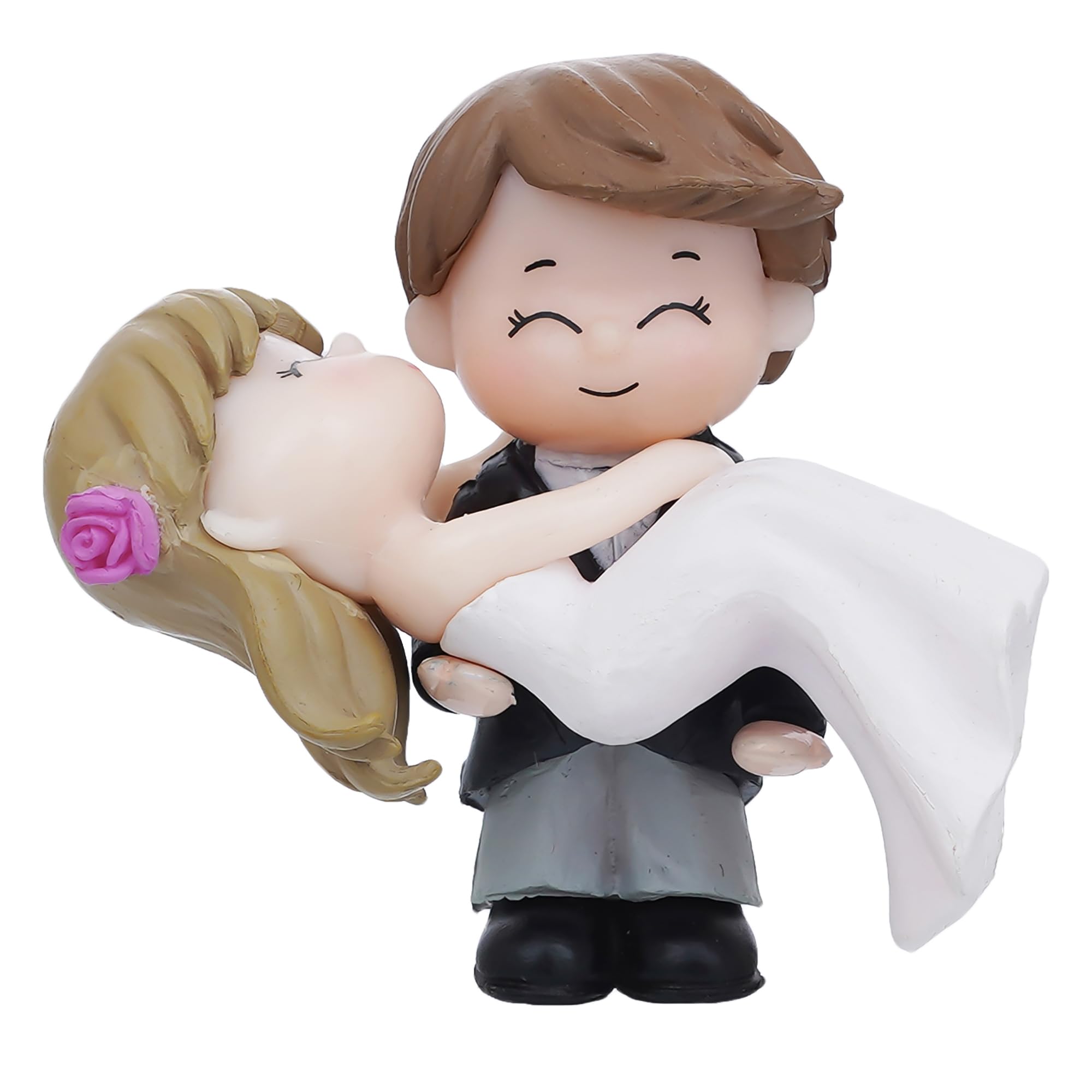 eCraftIndia Polyresin Handcrafted Bride Kissing Groom Romantic Couple Statue Decorative Showpiece with Zuzy Almond Chocolate Box | Valentines Day Gift | Valentine Day Decoration Items image 2